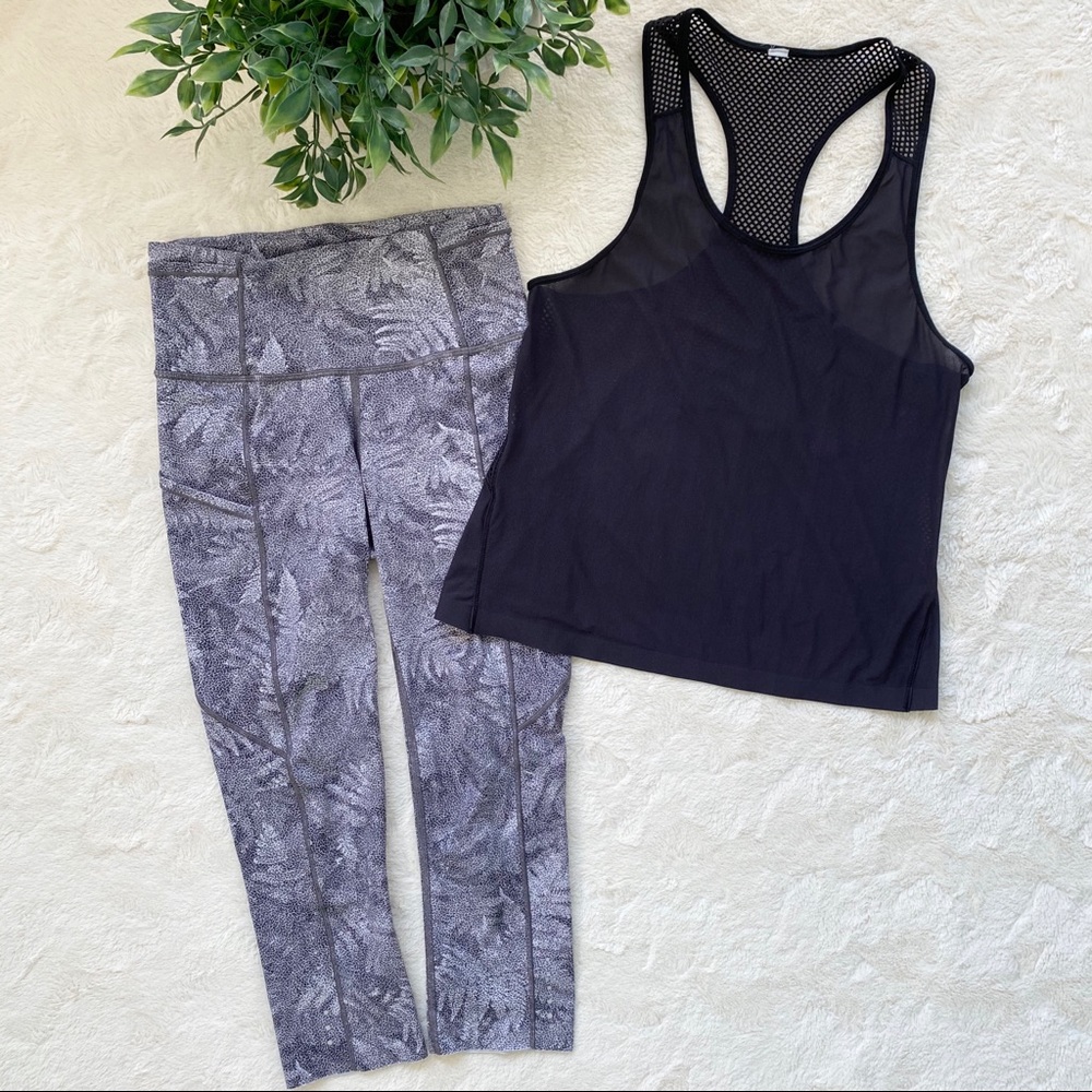 Lululemon fast & free crop alpine leaf leggings